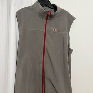 Men's Stylish Gray Vest with Red Accents